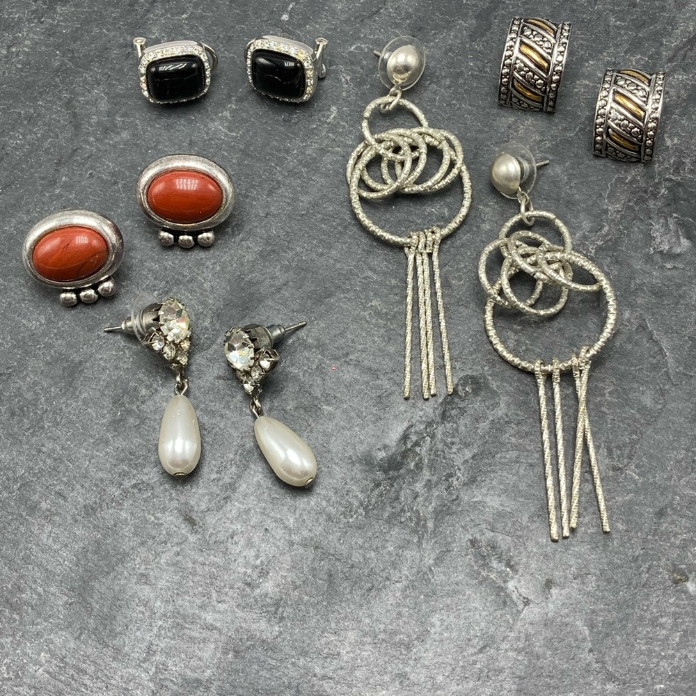 PIERCED Vintage women’s bundle 5x pairs earrings gold enamel hoops